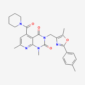 molecular formula C27H29N5O4 B4949220 1,7-dimethyl-3-{[5-methyl-2-(4-methylphenyl)-1,3-oxazol-4-yl]methyl}-5-(1-piperidinylcarbonyl)pyrido[2,3-d]pyrimidine-2,4(1H,3H)-dione 