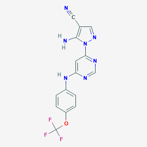 5-amino-1-{6-[4-(trifluoromethoxy)anilino]-4-pyrimidinyl}-1H-pyrazole-4-carbonitrile