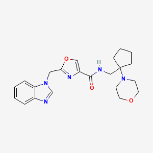 molecular formula C22H27N5O3 B4949245 2-(1H-benzimidazol-1-ylmethyl)-N-{[1-(4-morpholinyl)cyclopentyl]methyl}-1,3-oxazole-4-carboxamide 