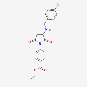 molecular formula C20H19ClN2O4 B4949267 ethyl 4-{3-[(4-chlorobenzyl)amino]-2,5-dioxo-1-pyrrolidinyl}benzoate 
