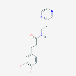 molecular formula C15H15F2N3O B4949292 3-(3,4-difluorophenyl)-N-[2-(2-pyrazinyl)ethyl]propanamide 