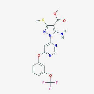molecular formula C17H14F3N5O4S B494930 methyl 5-amino-3-(methylsulfanyl)-1-{6-[3-(trifluoromethoxy)phenoxy]-4-pyrimidinyl}-1H-pyrazole-4-carboxylate 