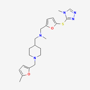 molecular formula C21H29N5O2S B4949318 N-methyl-1-{1-[(5-methyl-2-furyl)methyl]-4-piperidinyl}-N-({5-[(4-methyl-4H-1,2,4-triazol-3-yl)thio]-2-furyl}methyl)methanamine 