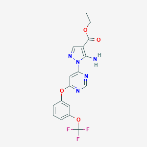 ethyl 5-amino-1-{6-[3-(trifluoromethoxy)phenoxy]-4-pyrimidinyl}-1H-pyrazole-4-carboxylate