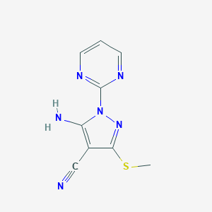 molecular formula C9H8N6S B494934 5-amino-3-(methylsulfanyl)-1-(2-pyrimidinyl)-1H-pyrazole-4-carbonitrile 