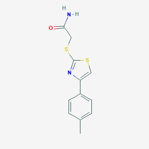 molecular formula C12H12N2OS2 B494936 2-{[4-(4-Methylphenyl)-1,3-thiazol-2-yl]sulfanyl}acetamide 