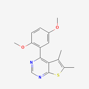 molecular formula C16H16N2O2S B4949384 4-(2,5-dimethoxyphenyl)-5,6-dimethylthieno[2,3-d]pyrimidine 
