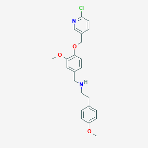 molecular formula C23H25ClN2O3 B494943 N-{4-[(6-chloropyridin-3-yl)methoxy]-3-methoxybenzyl}-2-(4-methoxyphenyl)ethanamine 