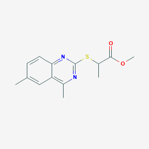 molecular formula C14H16N2O2S B4949430 methyl 2-[(4,6-dimethyl-2-quinazolinyl)thio]propanoate 