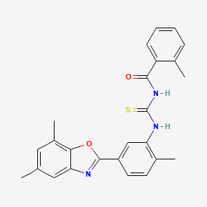 molecular formula C25H23N3O2S B4949483 N-({[5-(5,7-dimethyl-1,3-benzoxazol-2-yl)-2-methylphenyl]amino}carbonothioyl)-2-methylbenzamide 