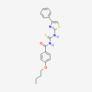 molecular formula C21H21N3O2S2 B4949503 4-butoxy-N-{[(4-phenyl-1,3-thiazol-2-yl)amino]carbonothioyl}benzamide 