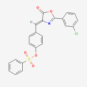 molecular formula C22H14ClNO5S B4949523 4-{[2-(3-chlorophenyl)-5-oxo-1,3-oxazol-4(5H)-ylidene]methyl}phenyl benzenesulfonate 