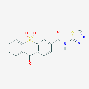 molecular formula C16H9N3O4S2 B494954 9,10,10-trioxo-N-(1,3,4-thiadiazol-2-yl)thioxanthene-3-carboxamide 