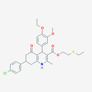 2-(ethylthio)ethyl 7-(4-chlorophenyl)-4-(4-ethoxy-3-methoxyphenyl)-2-methyl-5-oxo-1,4,5,6,7,8-hexahydro-3-quinolinecarboxylate