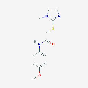 molecular formula C13H15N3O2S B494956 N-(4-methoxyphenyl)-2-[(1-methyl-1H-imidazol-2-yl)sulfanyl]acetamide CAS No. 298215-22-2