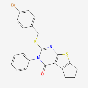 2-[(4-bromobenzyl)thio]-3-phenyl-3,5,6,7-tetrahydro-4H-cyclopenta[4,5]thieno[2,3-d]pyrimidin-4-one