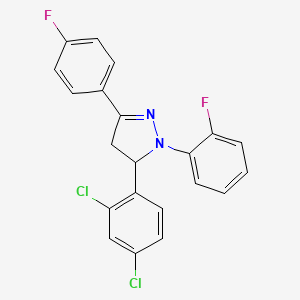 molecular formula C21H14Cl2F2N2 B4949597 5-(2,4-dichlorophenyl)-1-(2-fluorophenyl)-3-(4-fluorophenyl)-4,5-dihydro-1H-pyrazole 