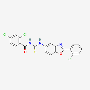 2,4-dichloro-N-({[2-(2-chlorophenyl)-1,3-benzoxazol-5-yl]amino}carbonothioyl)benzamide