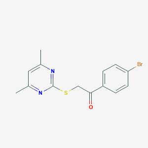 molecular formula C14H13BrN2OS B494968 1-(4-Bromophenyl)-2-[(4,6-dimethylpyrimidin-2-yl)thio]ethanone 