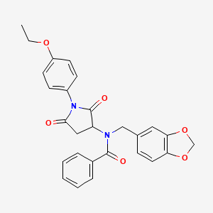 molecular formula C27H24N2O6 B4949706 N-(1,3-benzodioxol-5-ylmethyl)-N-[1-(4-ethoxyphenyl)-2,5-dioxo-3-pyrrolidinyl]benzamide 