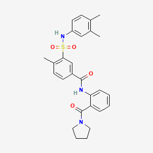 molecular formula C27H29N3O4S B4949709 3-{[(3,4-dimethylphenyl)amino]sulfonyl}-4-methyl-N-[2-(1-pyrrolidinylcarbonyl)phenyl]benzamide 