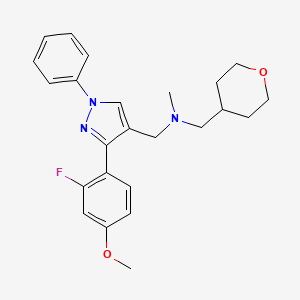 molecular formula C24H28FN3O2 B4949713 1-[3-(2-fluoro-4-methoxyphenyl)-1-phenyl-1H-pyrazol-4-yl]-N-methyl-N-(tetrahydro-2H-pyran-4-ylmethyl)methanamine 