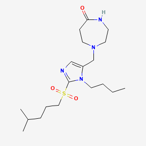 molecular formula C19H34N4O3S B4949715 1-({1-butyl-2-[(4-methylpentyl)sulfonyl]-1H-imidazol-5-yl}methyl)-1,4-diazepan-5-one 