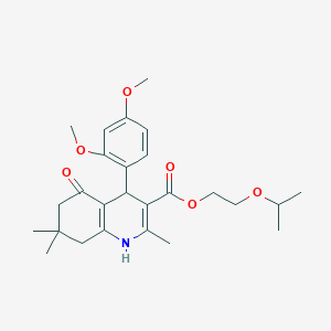 molecular formula C26H35NO6 B4949729 2-isopropoxyethyl 4-(2,4-dimethoxyphenyl)-2,7,7-trimethyl-5-oxo-1,4,5,6,7,8-hexahydro-3-quinolinecarboxylate 