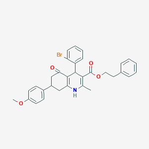 2-phenylethyl 4-(2-bromophenyl)-7-(4-methoxyphenyl)-2-methyl-5-oxo-1,4,5,6,7,8-hexahydro-3-quinolinecarboxylate