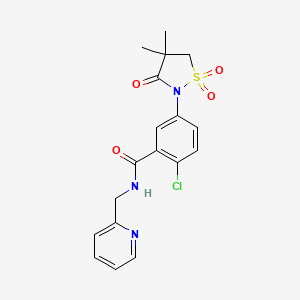 molecular formula C18H18ClN3O4S B4949768 2-chloro-5-(4,4-dimethyl-1,1-dioxido-3-oxo-2-isothiazolidinyl)-N-(2-pyridinylmethyl)benzamide 