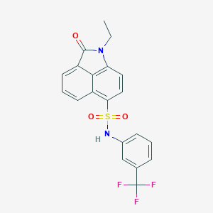 molecular formula C20H15F3N2O3S B494982 1-ethyl-2-oxo-N-[3-(trifluoromethyl)phenyl]-1,2-dihydrobenzo[cd]indole-6-sulfonamide 