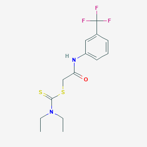 molecular formula C14H17F3N2OS2 B4949877 2-oxo-2-{[3-(trifluoromethyl)phenyl]amino}ethyl diethyldithiocarbamate 