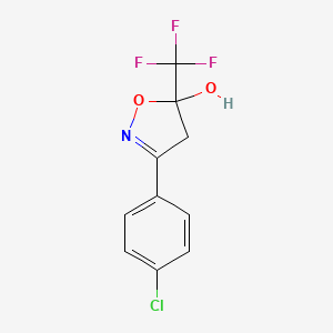 molecular formula C10H7ClF3NO2 B4949883 3-(4-chlorophenyl)-5-(trifluoromethyl)-4,5-dihydro-5-isoxazolol 