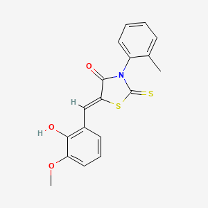 molecular formula C18H15NO3S2 B4949895 5-(2-hydroxy-3-methoxybenzylidene)-3-(2-methylphenyl)-2-thioxo-1,3-thiazolidin-4-one 