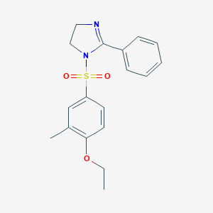 molecular formula C18H20N2O3S B494990 1-((4-ethoxy-3-methylphenyl)sulfonyl)-2-phenyl-4,5-dihydro-1H-imidazole CAS No. 832685-79-7