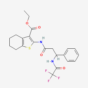 molecular formula C22H23F3N2O4S B4949901 ethyl 2-({3-phenyl-3-[(trifluoroacetyl)amino]propanoyl}amino)-4,5,6,7-tetrahydro-1-benzothiophene-3-carboxylate 