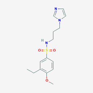 molecular formula C15H21N3O3S B494991 3-ethyl-N-[3-(1H-imidazol-1-yl)propyl]-4-methoxybenzenesulfonamide CAS No. 873671-50-2