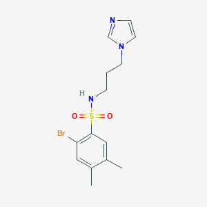 molecular formula C14H18BrN3O2S B494995 2-bromo-N-[3-(1H-imidazol-1-yl)propyl]-4,5-dimethylbenzenesulfonamide 