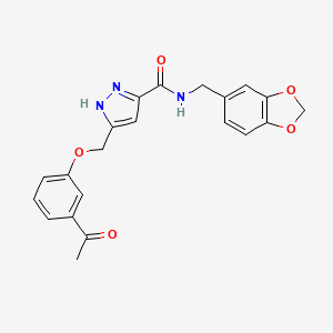 5-[(3-acetylphenoxy)methyl]-N-(1,3-benzodioxol-5-ylmethyl)-1H-pyrazole-3-carboxamide