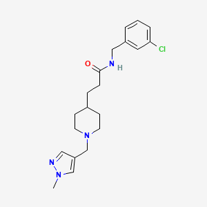 molecular formula C20H27ClN4O B4949971 N-(3-chlorobenzyl)-3-{1-[(1-methyl-1H-pyrazol-4-yl)methyl]-4-piperidinyl}propanamide 