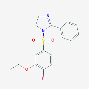 molecular formula C17H17FN2O3S B494998 1-((3-ethoxy-4-fluorophenyl)sulfonyl)-2-phenyl-4,5-dihydro-1H-imidazole CAS No. 873580-24-6