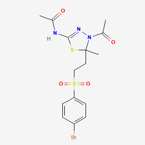 N-(4-acetyl-5-{2-[(4-bromophenyl)sulfonyl]ethyl}-5-methyl-4,5-dihydro-1,3,4-thiadiazol-2-yl)acetamide