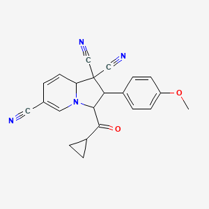 3-(cyclopropylcarbonyl)-2-(4-methoxyphenyl)-2,3-dihydro-1,1,6(8aH)-indolizinetricarbonitrile