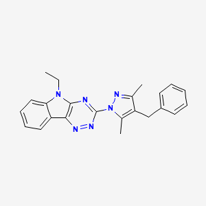 molecular formula C23H22N6 B4950050 3-(4-benzyl-3,5-dimethyl-1H-pyrazol-1-yl)-5-ethyl-5H-[1,2,4]triazino[5,6-b]indole 