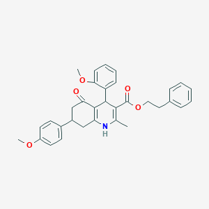 2-phenylethyl 4-(2-methoxyphenyl)-7-(4-methoxyphenyl)-2-methyl-5-oxo-1,4,5,6,7,8-hexahydro-3-quinolinecarboxylate