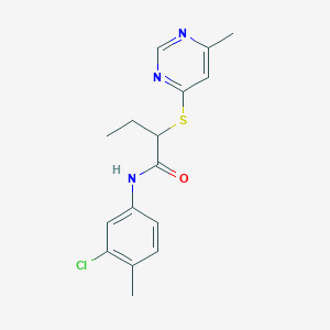 molecular formula C16H18ClN3OS B4950135 N-(3-chloro-4-methylphenyl)-2-[(6-methyl-4-pyrimidinyl)thio]butanamide 