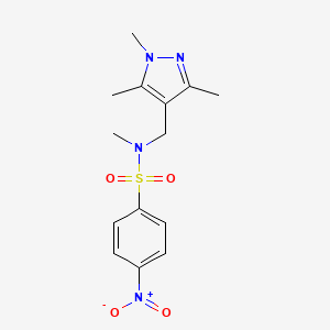 molecular formula C14H18N4O4S B4950144 N-methyl-4-nitro-N-[(1,3,5-trimethyl-1H-pyrazol-4-yl)methyl]benzenesulfonamide 