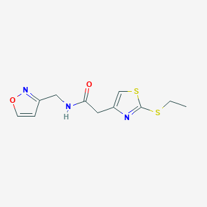 molecular formula C11H13N3O2S2 B4950180 2-[2-(ethylthio)-1,3-thiazol-4-yl]-N-(3-isoxazolylmethyl)acetamide 