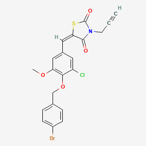 molecular formula C21H15BrClNO4S B4950239 (5E)-5-{4-[(4-bromobenzyl)oxy]-3-chloro-5-methoxybenzylidene}-3-(prop-2-yn-1-yl)-1,3-thiazolidine-2,4-dione 