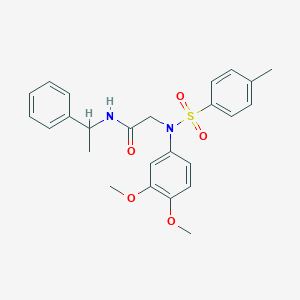 molecular formula C25H28N2O5S B4950255 N~2~-(3,4-dimethoxyphenyl)-N~2~-[(4-methylphenyl)sulfonyl]-N~1~-(1-phenylethyl)glycinamide 